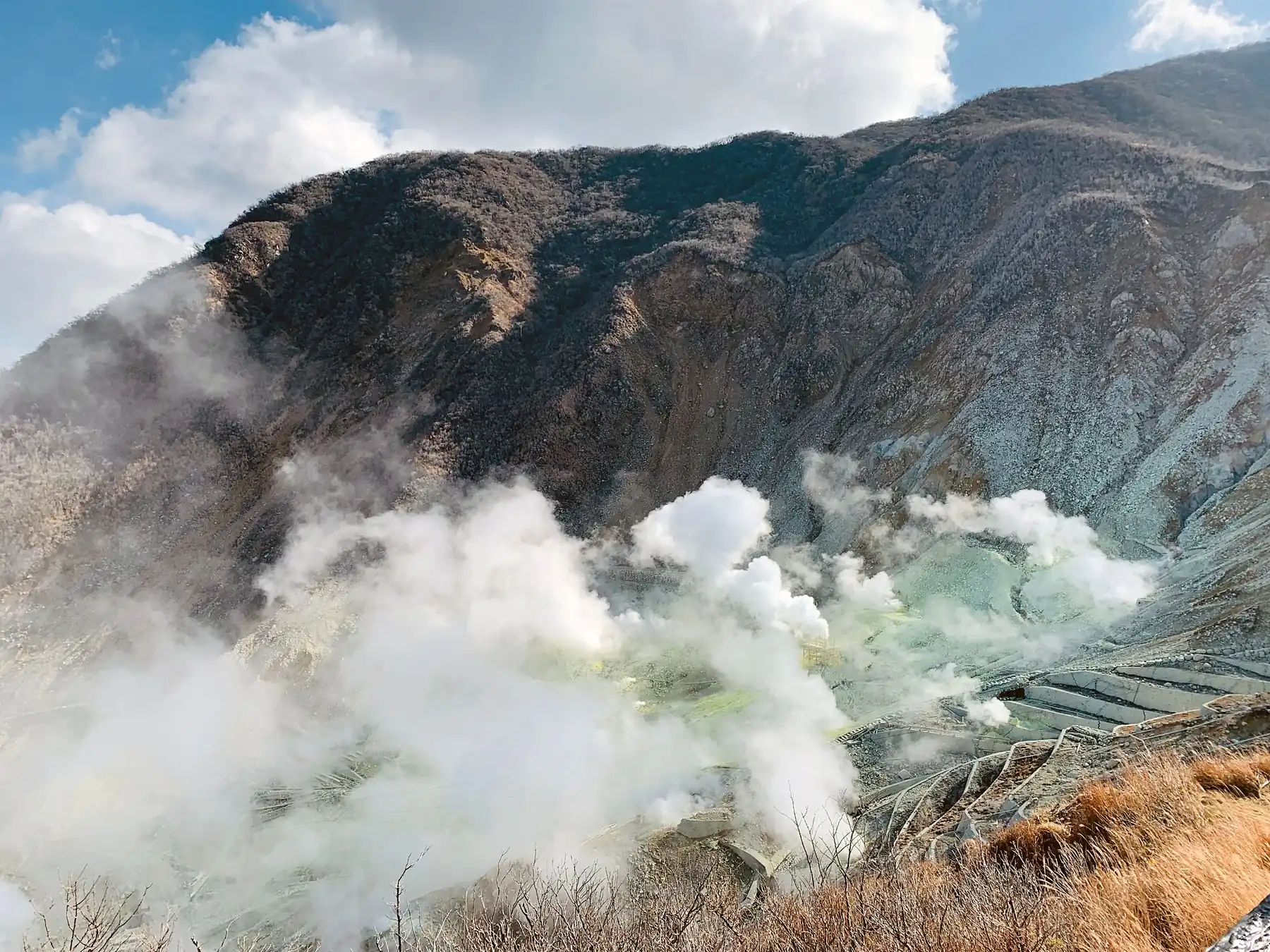 Fumarolas del valle volcánico de Owakudani, en Hakone